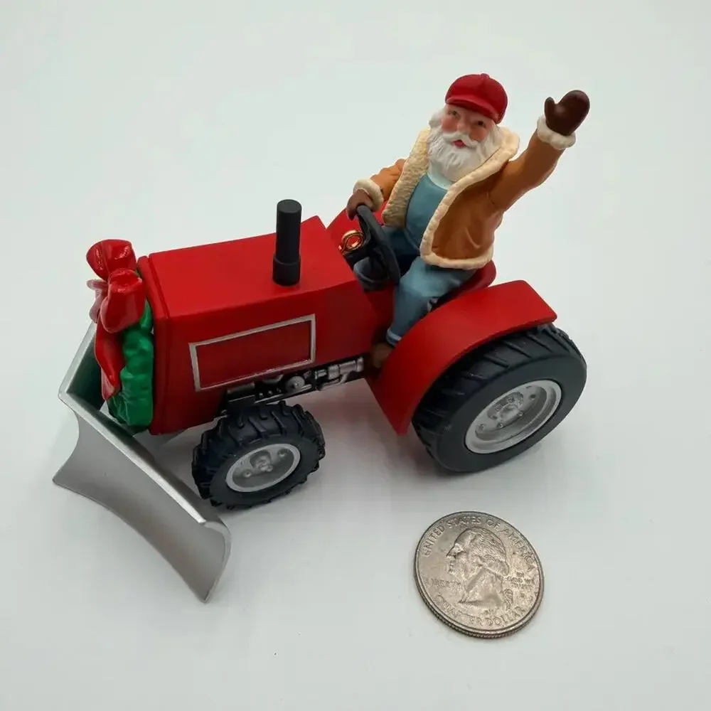 Vintage Christmas Ornaments Lot 3‎ Santa Tractor Felt Soldier Ceramic Face Decor